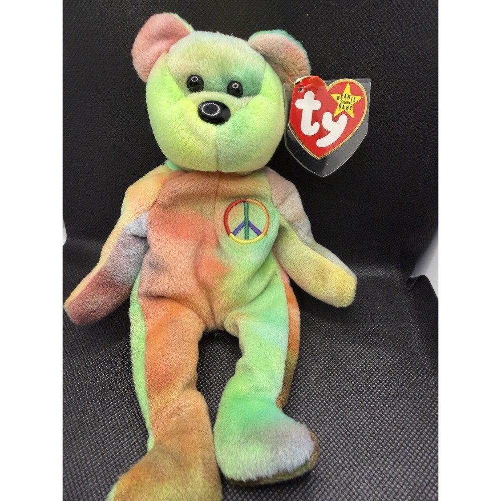 Ty Beanie Baby: Peace Bear 1996 - Multicolor With Tag Cute PVC